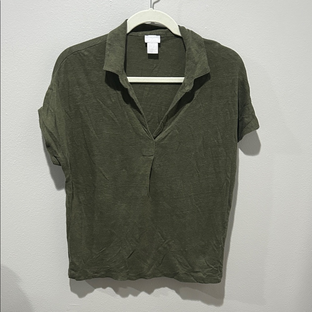 Chico's Dark Olive Button Down Shirt